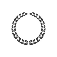 Laurel wreath icon on white background.