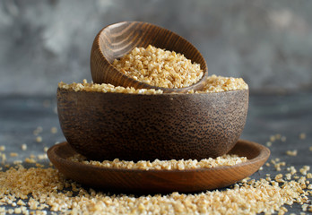 Dry bulgur wheat grains