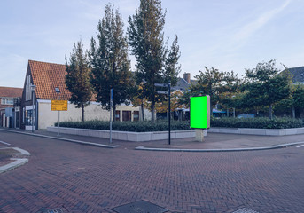 lightbox with green screen effect in cityscape