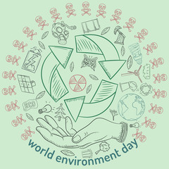 contour illustration_18_for the design of various objects of human life, the theme for world environment day