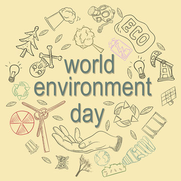 contour illustration_14_for the design of various objects of human life, the theme for world environment day