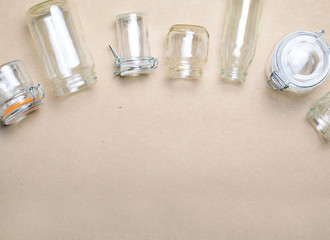 Variety of Glass Jars and Bottles, Zero Waste Shopping Concept