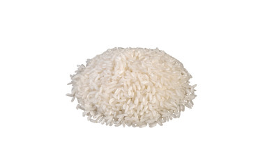 long grain white rice heap isolated on white background. nutrition. bio. natural food ingredient.