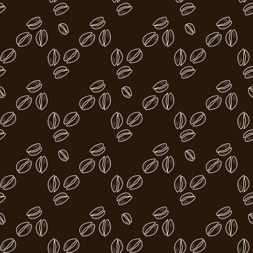 Outline Coffee beans seamless vector pattern. Coffee beans background