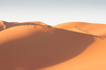 Fototapeta na wymiar Morocco, Merzouga, Erg Chebbi Dunes at Sunrise