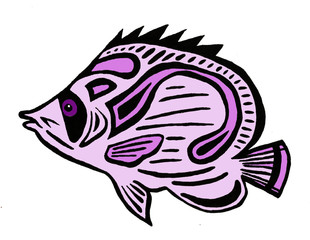 Hand drawn Fish illustration summer water sea cartoon