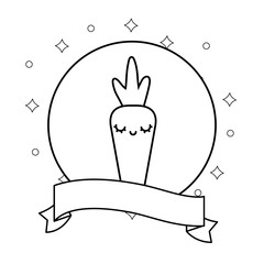 fresh carrot vegetable kawaii with ribbon