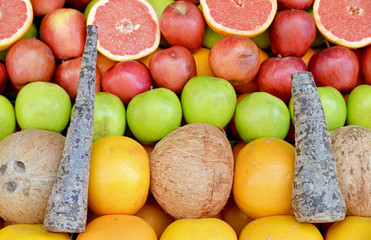 fresh fruits and vegetables background