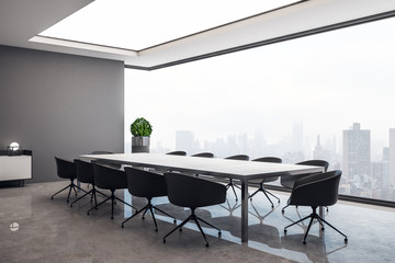 Modern concrete meeting room interior