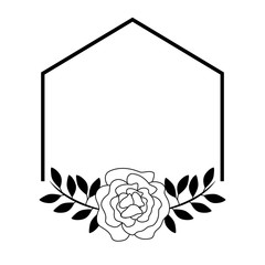 frame of beautiful flower with leafs