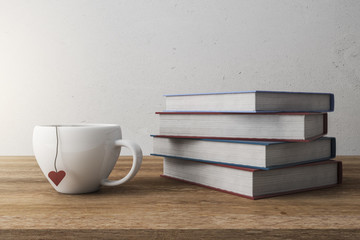 books and coffee cup