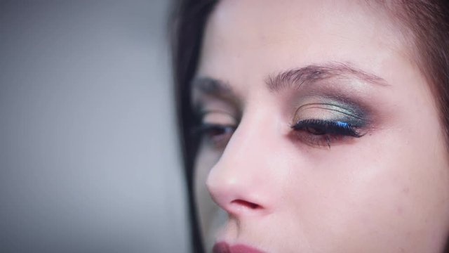 4k Model in Beauty Salon, Make-up Artist Working on Eyes