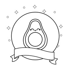 avocado healthy with ribbon kawaii character