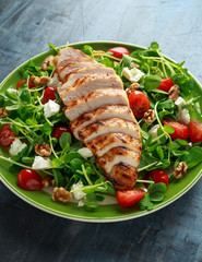 Fresh Grilled Chicken salad with tomatoes, feta cheese