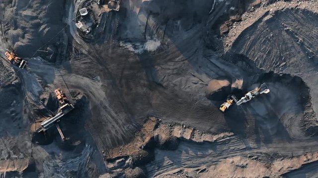 Open pit mine, extractive industry for coal, top view aerial drone