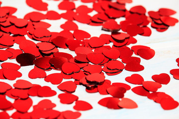 red heart confetti. Valentins daq concept