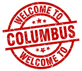 welcome to Columbus red stamp