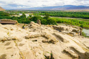 Uplistsikhe ancient caves in Georgia. Tourism concept
