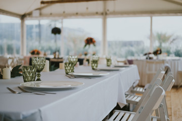 table with chairs and table in restaurant