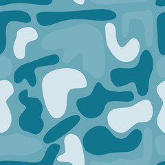 Cute hand drawn color vector seamless pattern. Blue spots isolated on background. Unique abstract texture for invitations, cards, websites, wrapping paper, textile, decoration. Animal print