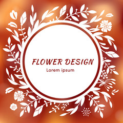 Obraz premium Floral silhouette wreath on blurred backgroung. Vector illustration for seasonal, easter and thanksgiving greeteng, greeting cards, wedding invitation, banner