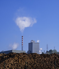 Emissions, chimneys with toxic emissions, Hernani, Basque Country