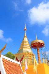 Fototapeta premium Chiang Mai, Thailand - November 19, 2018: Buddha relic pagoda at Wat Phra That Doi Kham Temple, one of famous monastery in province.
