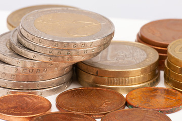 Coins background. euro coins. cent coins. euro cents Selective focus