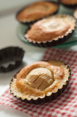 closeup of mini apple cake on table