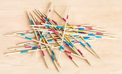 Obraz premium pile from sticks of Mikado pick-up sticks game