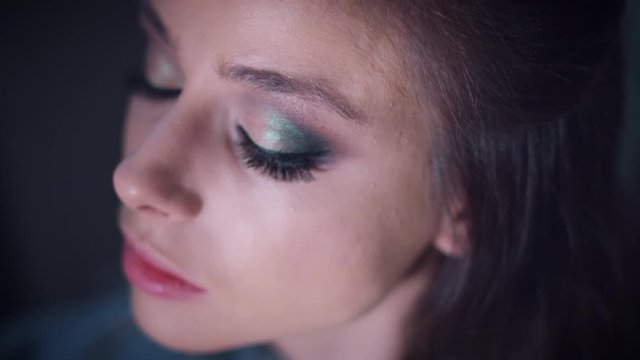 4k Model in Beauty Salon, Make-up Artist Working on Eyes