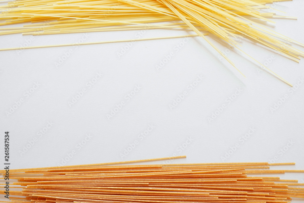 Wall mural Pasta on a gray background, empty space for text