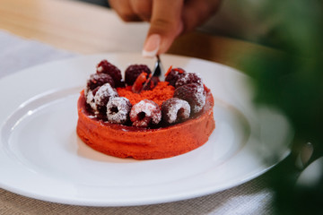wild berry cake and red cream