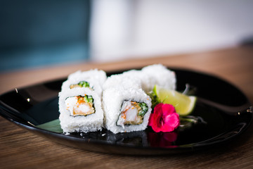 food dish sushi cocktails menu