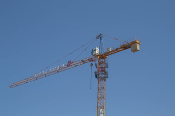 Building crane. A crane in a construction work