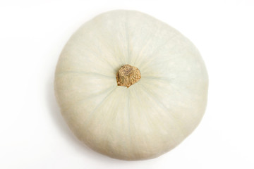 Pumpkin isolated on white background. Close-up. Top view.