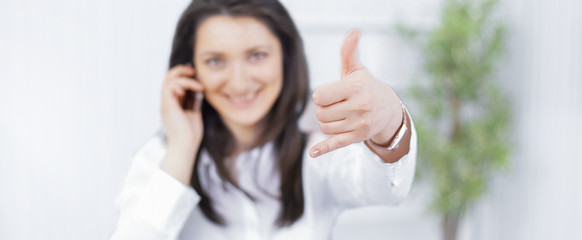 Executive business woman talking on mobile phone