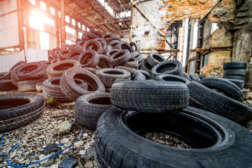 Bunch of old tires from used cars