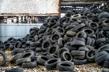 Old rubber tires dumped