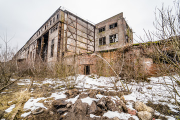 Fototapeta na wymiar Concrete ruins in industrial district