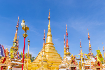 Wat Phra Borommathat Temple at Ban Tak distict, Thailand.   The golden Myanmar style pagoda contain Buddha relic inside.