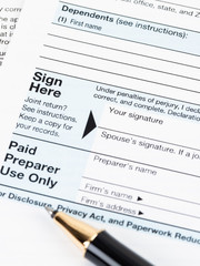 Individual income tax returm form by IRS, concept for taxation