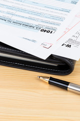 Individual income tax returm form by IRS, concept for taxation, with copy space