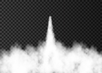 Smoke from space rocket launch  isolated on transparent background.