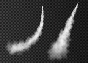 Smoke from space rocket launch  isolated on transparent background.