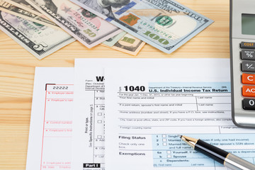 Fototapeta na wymiar Individual income tax returm form by IRS, concept for taxation