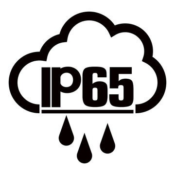 IP65 protection certificate standard icon. Water and dust or solids resistant protected symbol. Vector illustration. eps10