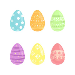 Colorful easter eggs set. Vector illustration in flat style