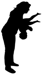 mother and baby playing silhouette vector