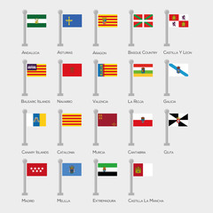 Flag Set of all spanish provices. Vector Collection.